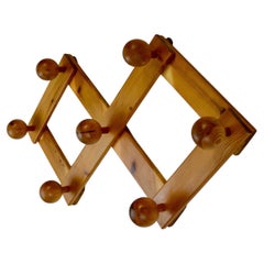 Vintage Solid Pine Wall Hook - France - 1960s