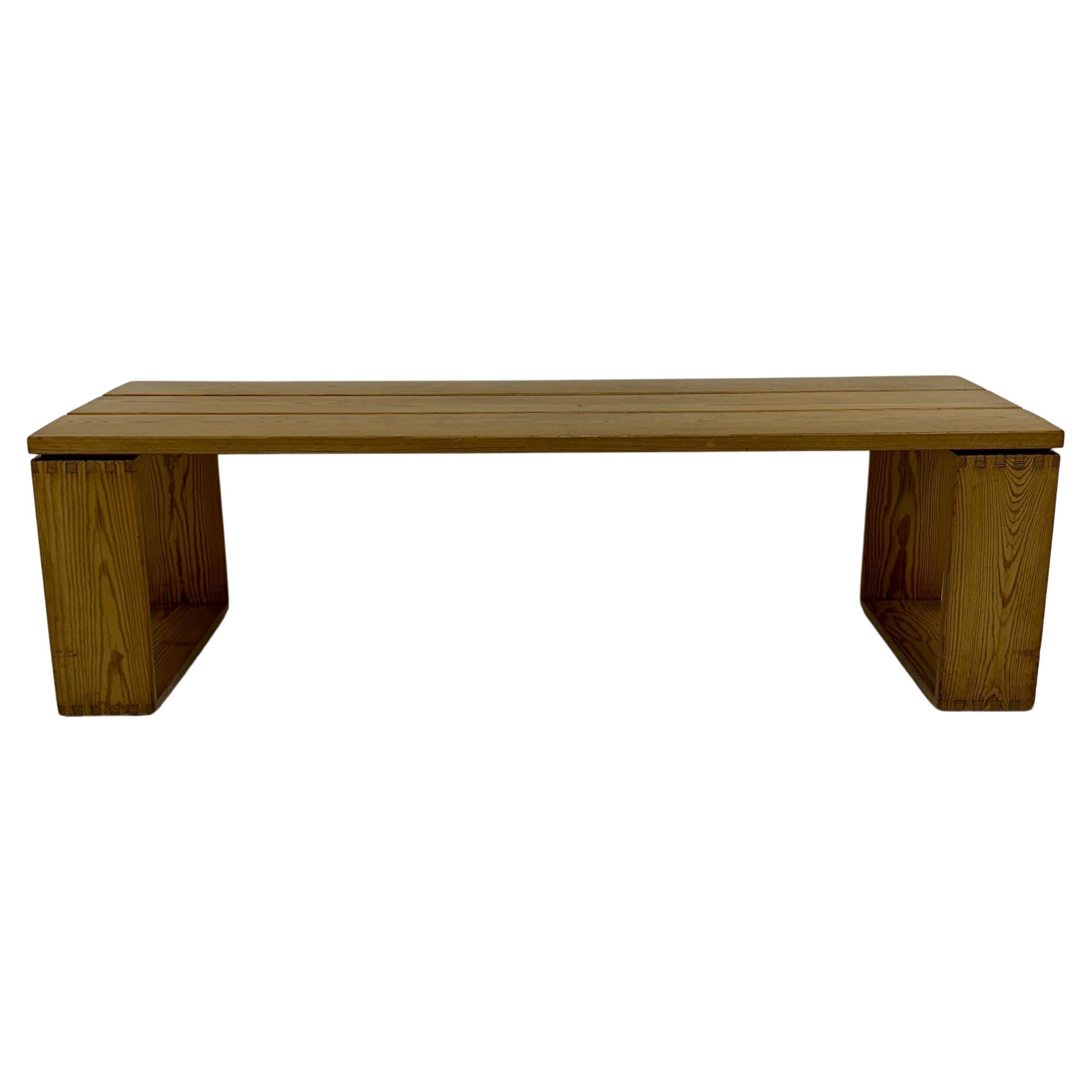 Vintage solid pine wood bench by Ate van Apeldoorn , 1970s