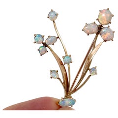 Vintage Solid Precious Opal Flower Brooch Circa 1940s 15ct Yellow Gold Valuation