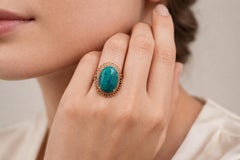 Vintage Solid Rose Gold Eilat Cabochon Ring