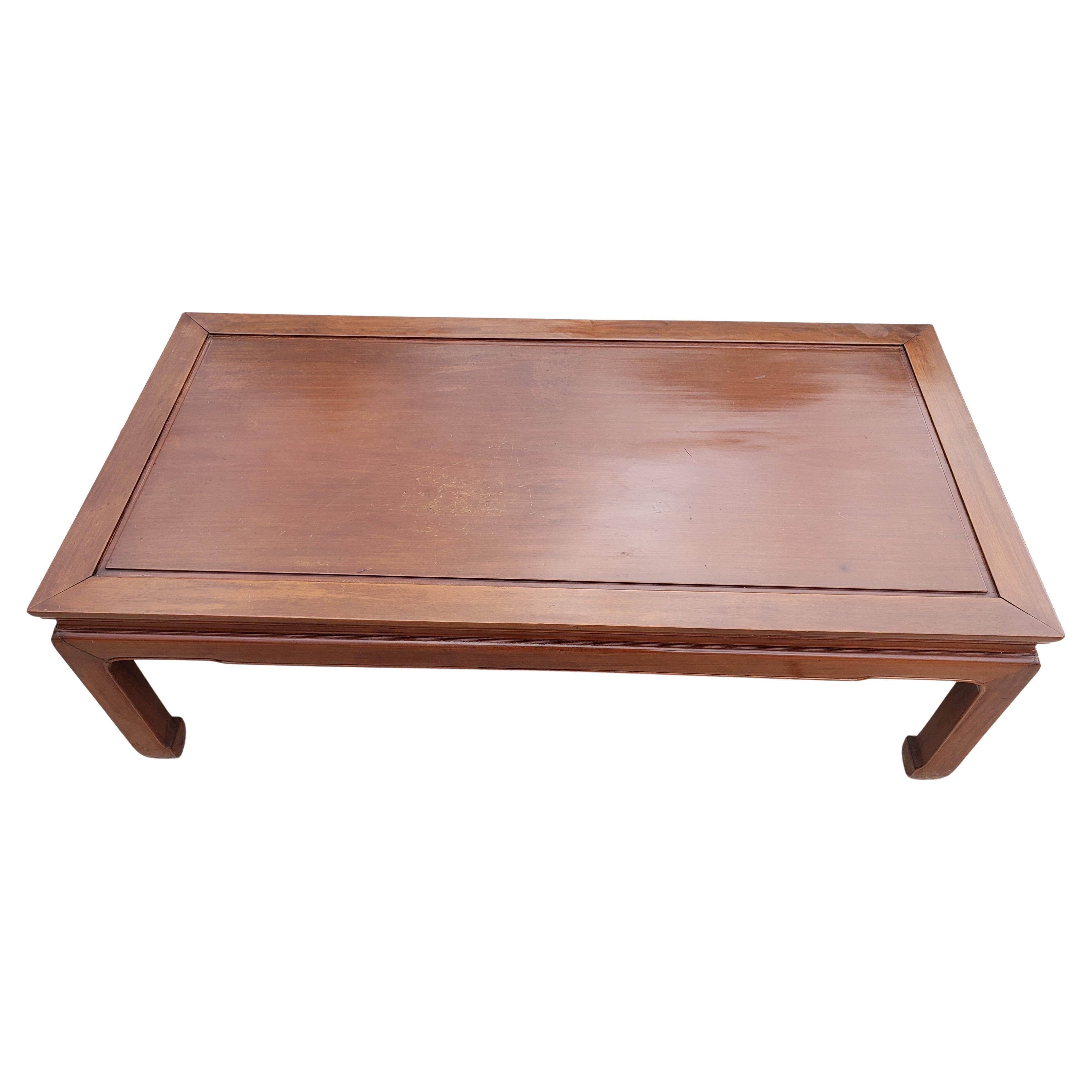 Ming Vintage Solid Rosewood Oriental Accent Coffee Table, Circa 1950s