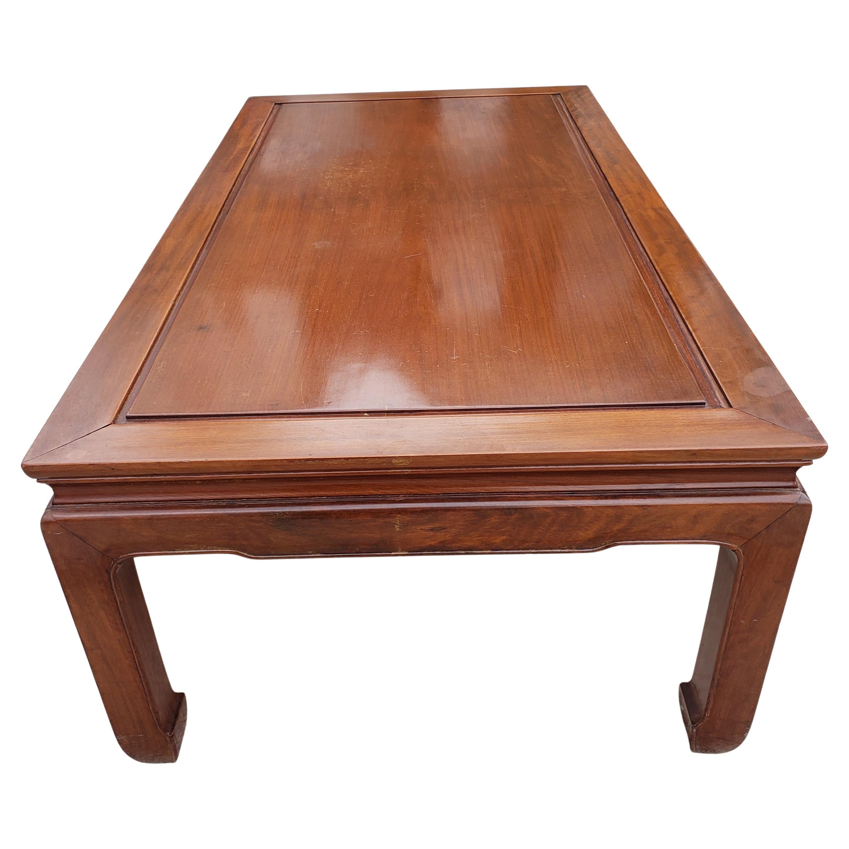 Hong Kong Vintage Solid Rosewood Oriental Accent Coffee Table, Circa 1950s