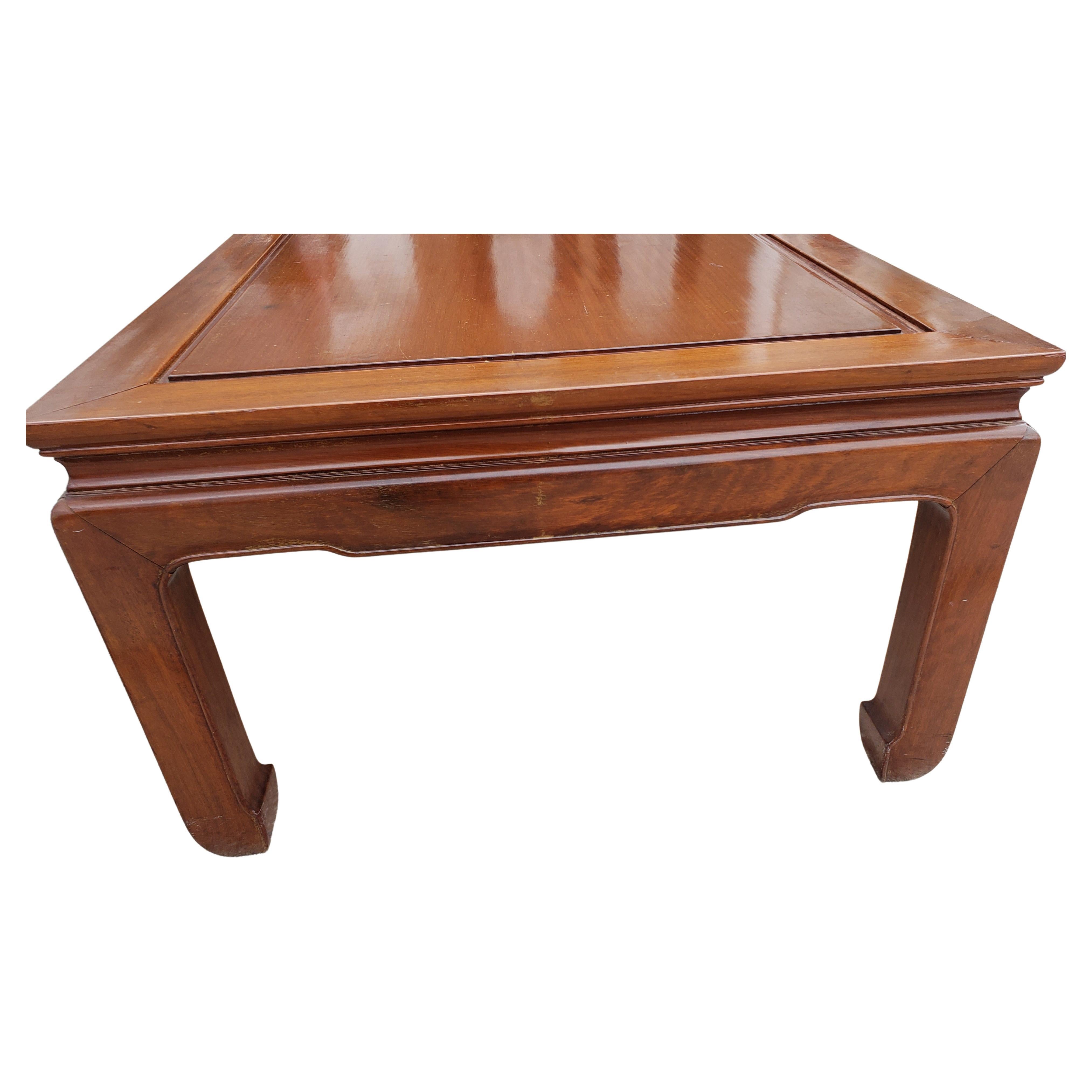 Vintage Solid Rosewood Oriental Accent Coffee Table, Circa 1950s In Good Condition In Germantown, MD