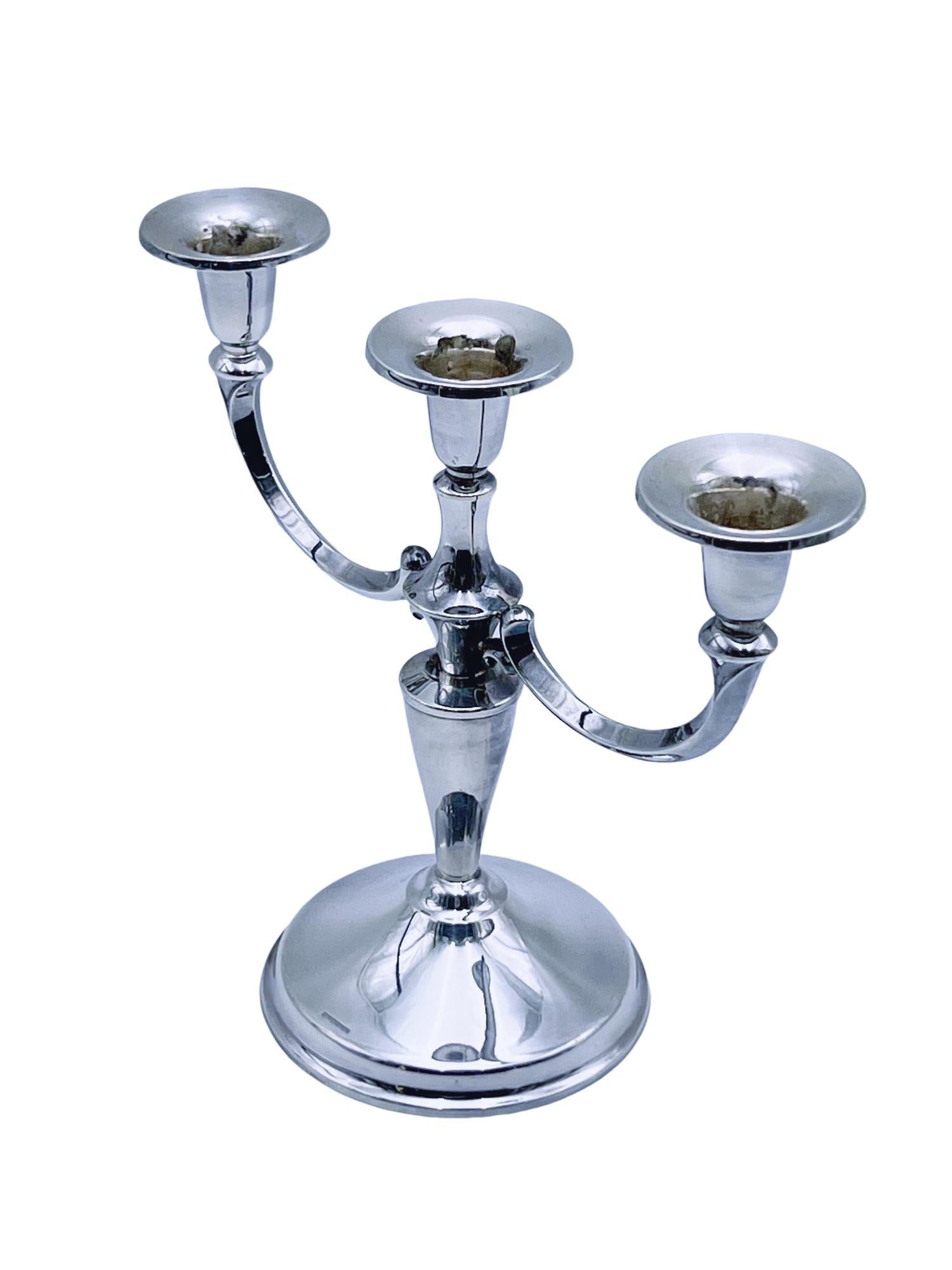 Moderno Candelabro d'epoca in argento massiccio 830, a 3 luci, design moderno, dal 1993 in vendita