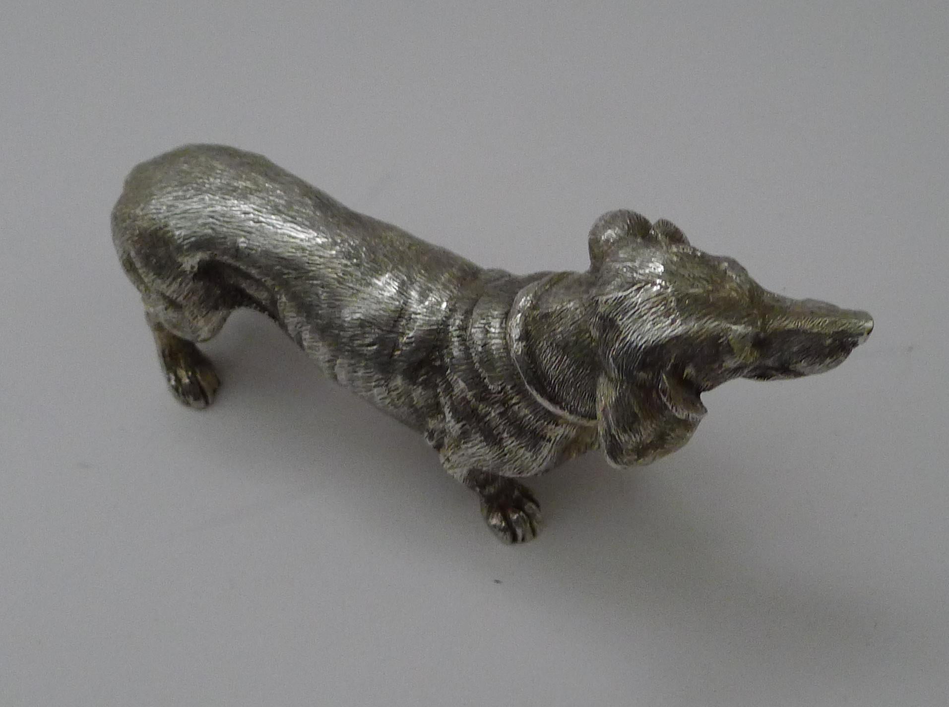 British Vintage Solid Silver Dachshund by SMD Castings - 1975 For Sale