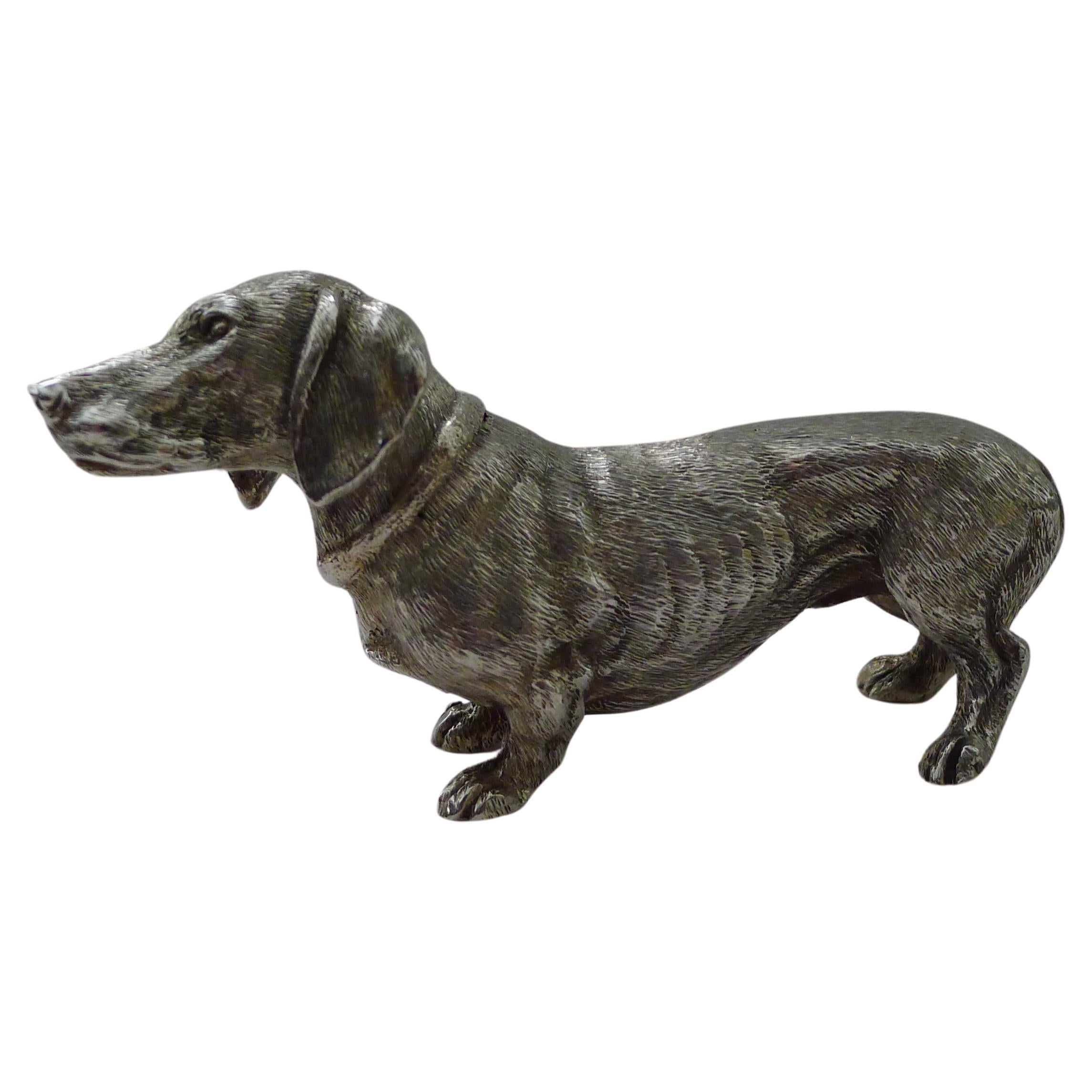 Vintage Solid Silver Dachshund by SMD Castings - 1975 For Sale