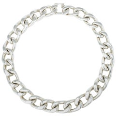 Vintage Solid Silver Heavy Curb Link Necklace 286grms, 1980s