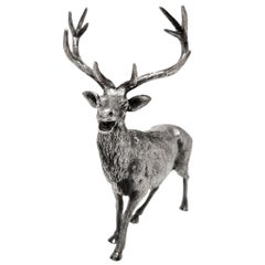 Vintage Solid Silver Model Stag Figurine Milan, Italy c. 1940 Miracoli