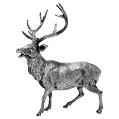 Vintage Solid Silver Model Stag Figurine Milan, Italy c. 1940 Miracoli