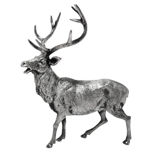 Vintage Solid Silver Model Stag Figurine Milan, Italy c. 1940 Miracoli