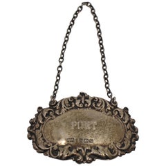 Vintage Solid Silver Port Decanter Label