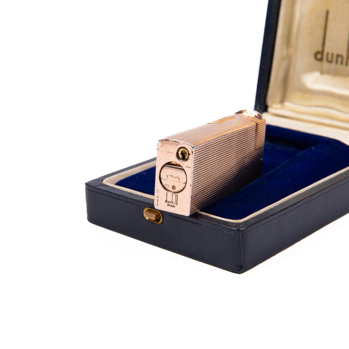 Vintage Solid Silver Rose Gold Plated Dunhill Mini Aldunil Lighter 1970s in Box 3
