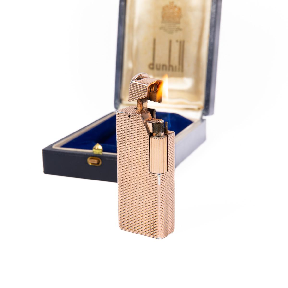 Vintage Solid Silver Rose Gold Plated Dunhill Mini Aldunil Lighter 1970s in Box 1