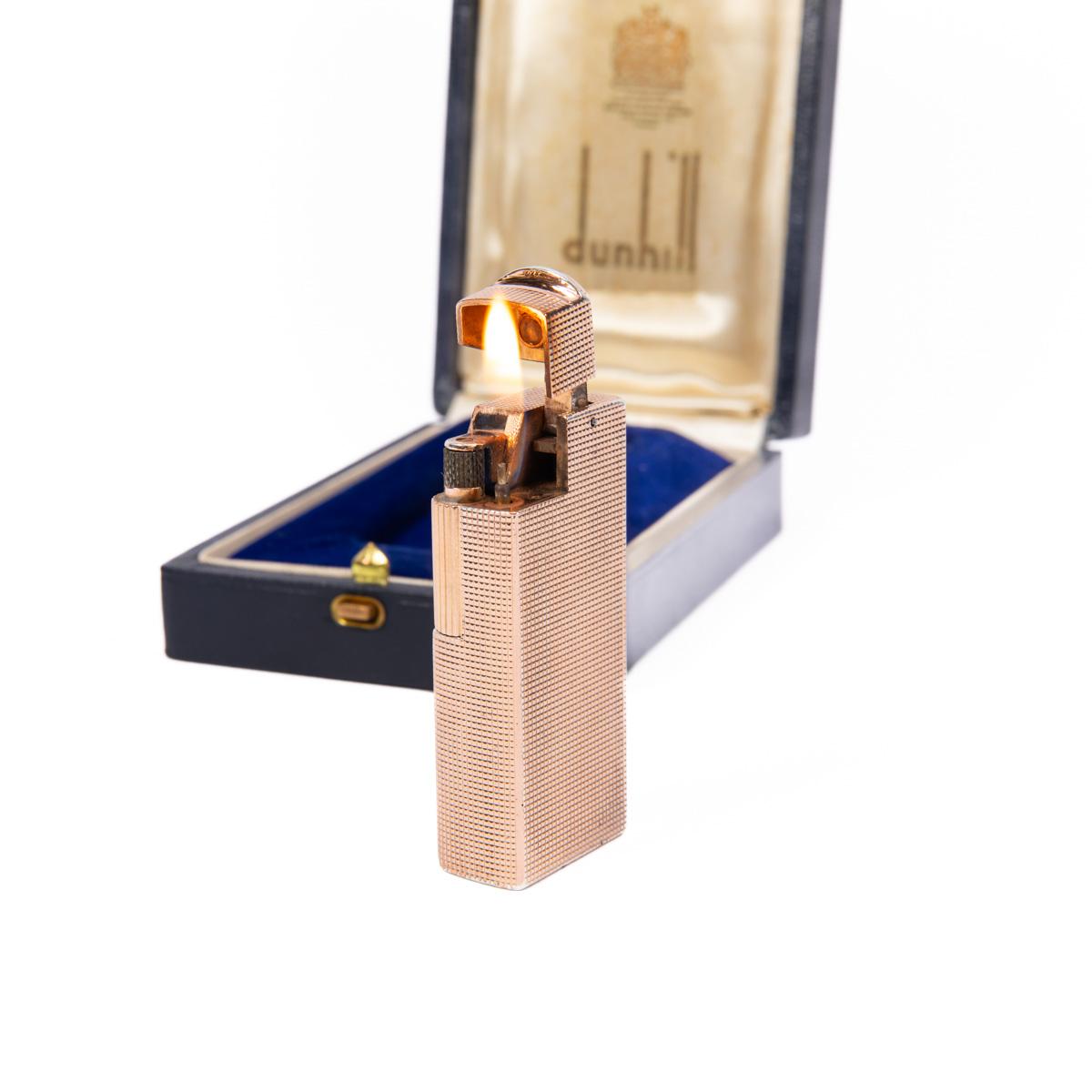 Vintage Solid Silver Rose Gold Plated Dunhill Mini Aldunil Lighter 1970s in Box 2