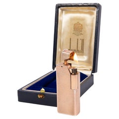 Vintage Solid Silver Rose Gold Plated Dunhill Mini Aldunil Lighter 1970s in Box