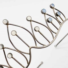 Vintage Solid Silver Tiara Set with Moonstones
