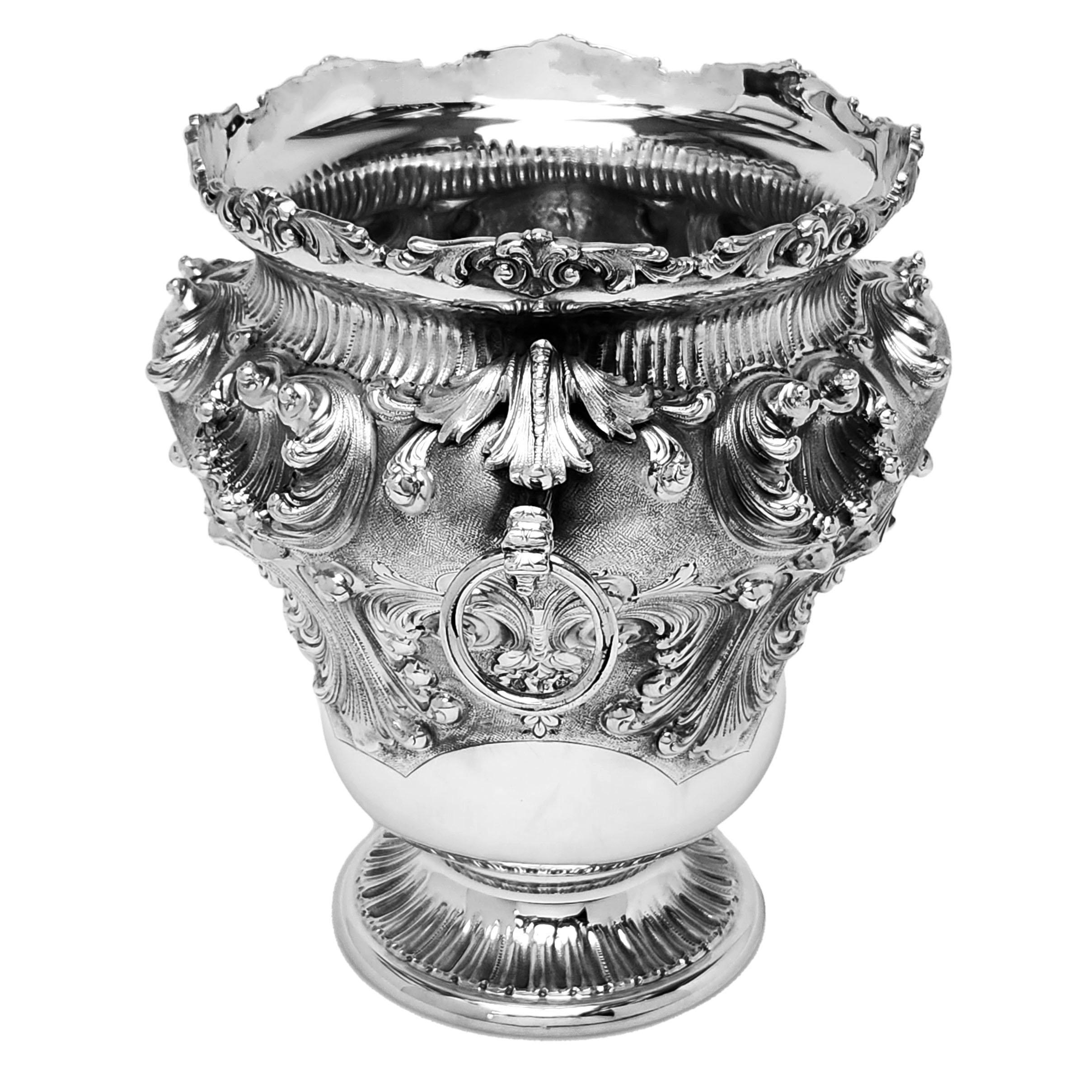 Vintage Solid Silver Wine Champagne Cooler & Ice Bucket Set Italian c. 1950 In Good Condition In London, GB
