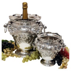Vintage Solid Silver Wine Champagne Cooler & Ice Bucket Set Italian c. 1950