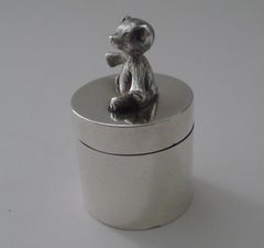 Vintage Solid / Sterling Silver Box by Sarah Jones - Teddy Bear
