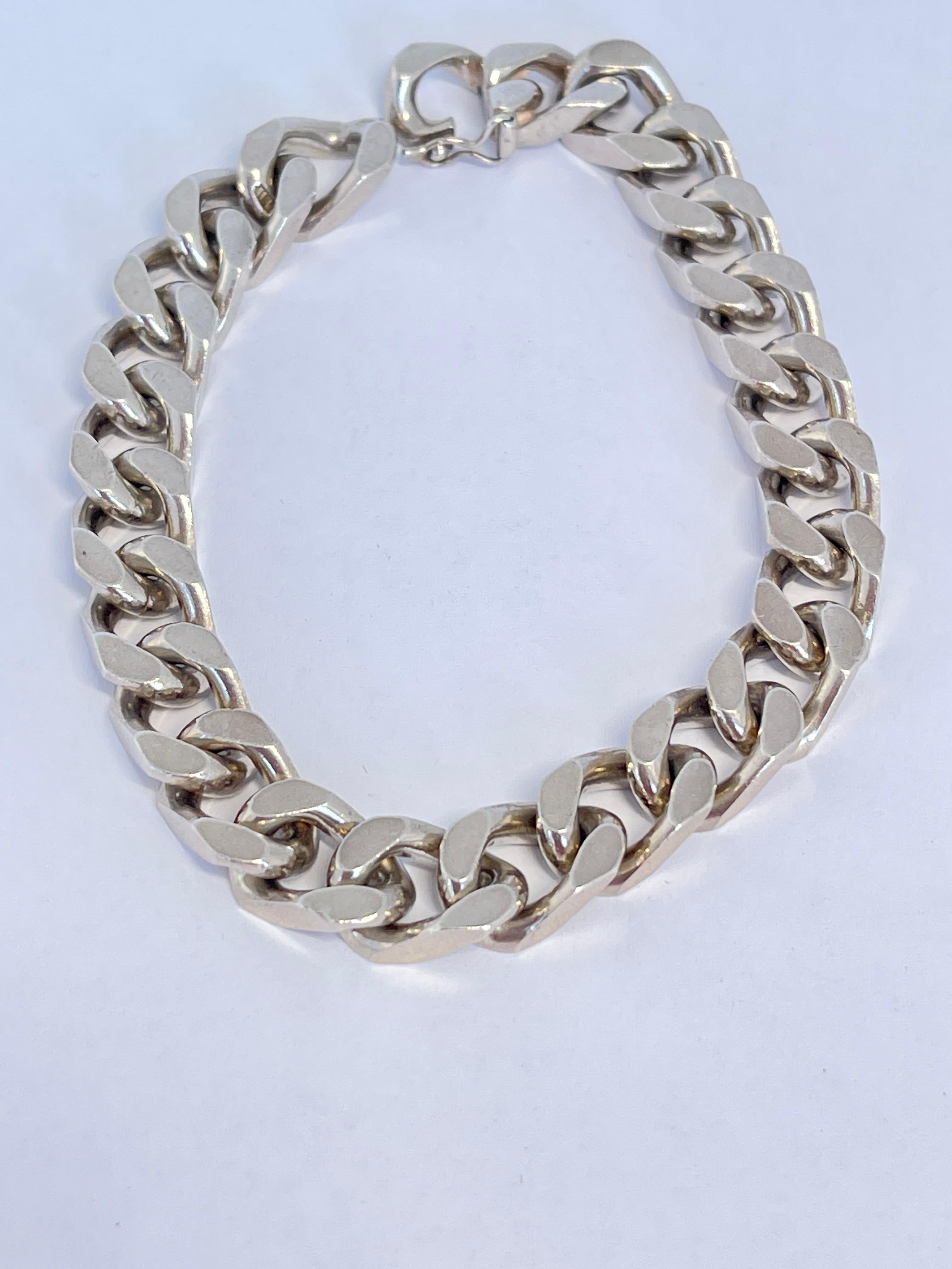 Vintage Solid Sterling Silver Gents Bracelet by Leif Jorgensen Denmark Hallmarks In Good Condition For Sale In Mona Vale, NSW