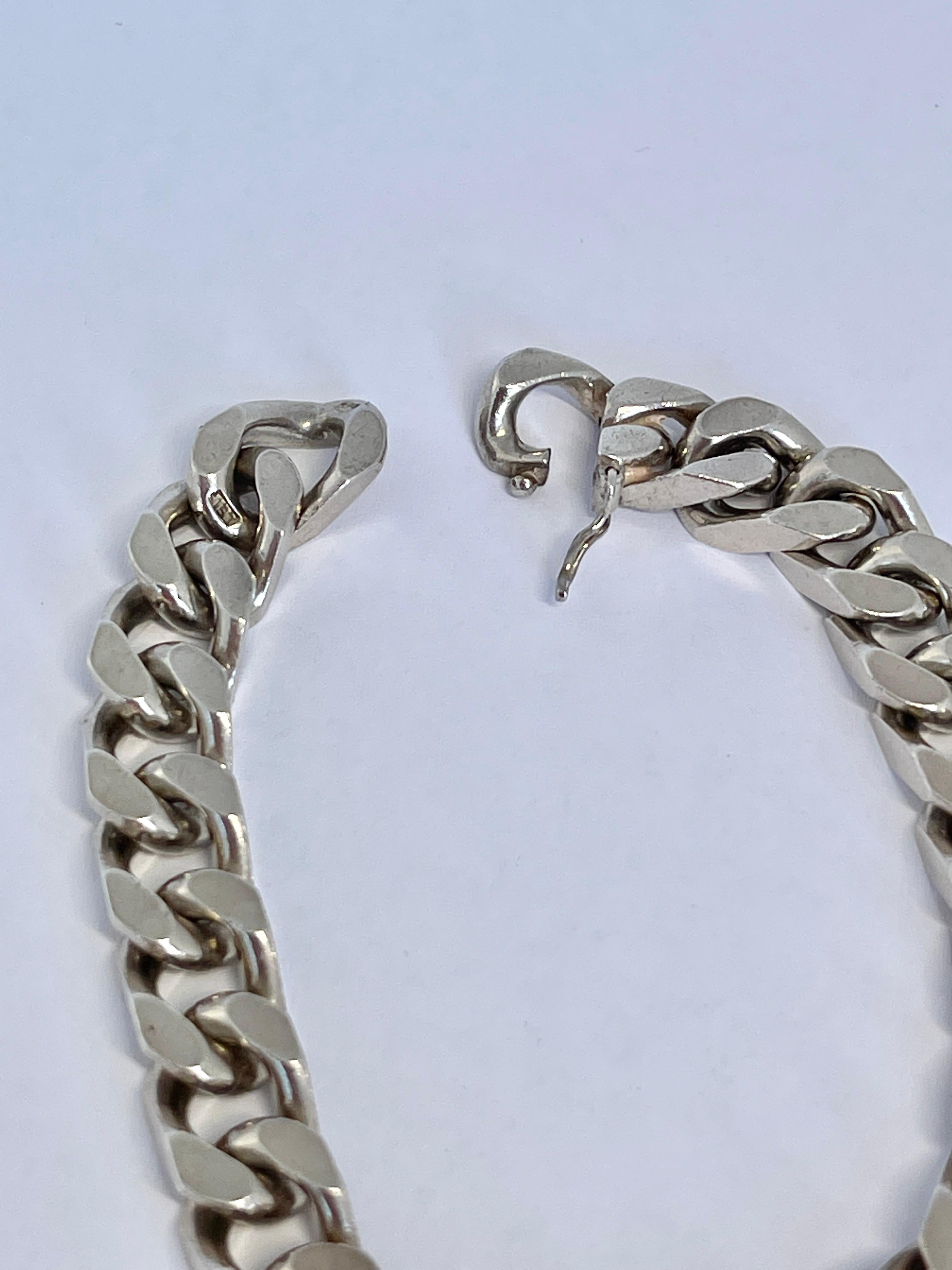 Men's Vintage Solid Sterling Silver Gents Bracelet by Leif Jorgensen Denmark Hallmarks For Sale