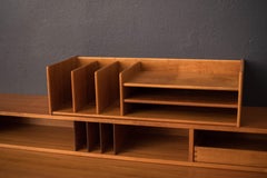 Vintage Solid Teak Danish Modern Letter Tray Desk Organizer