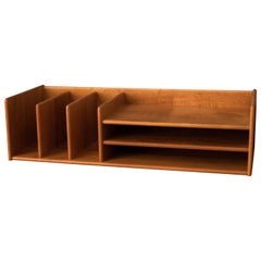 Vintage Solid Teak Danish Modern Letter Tray Desk Organizer