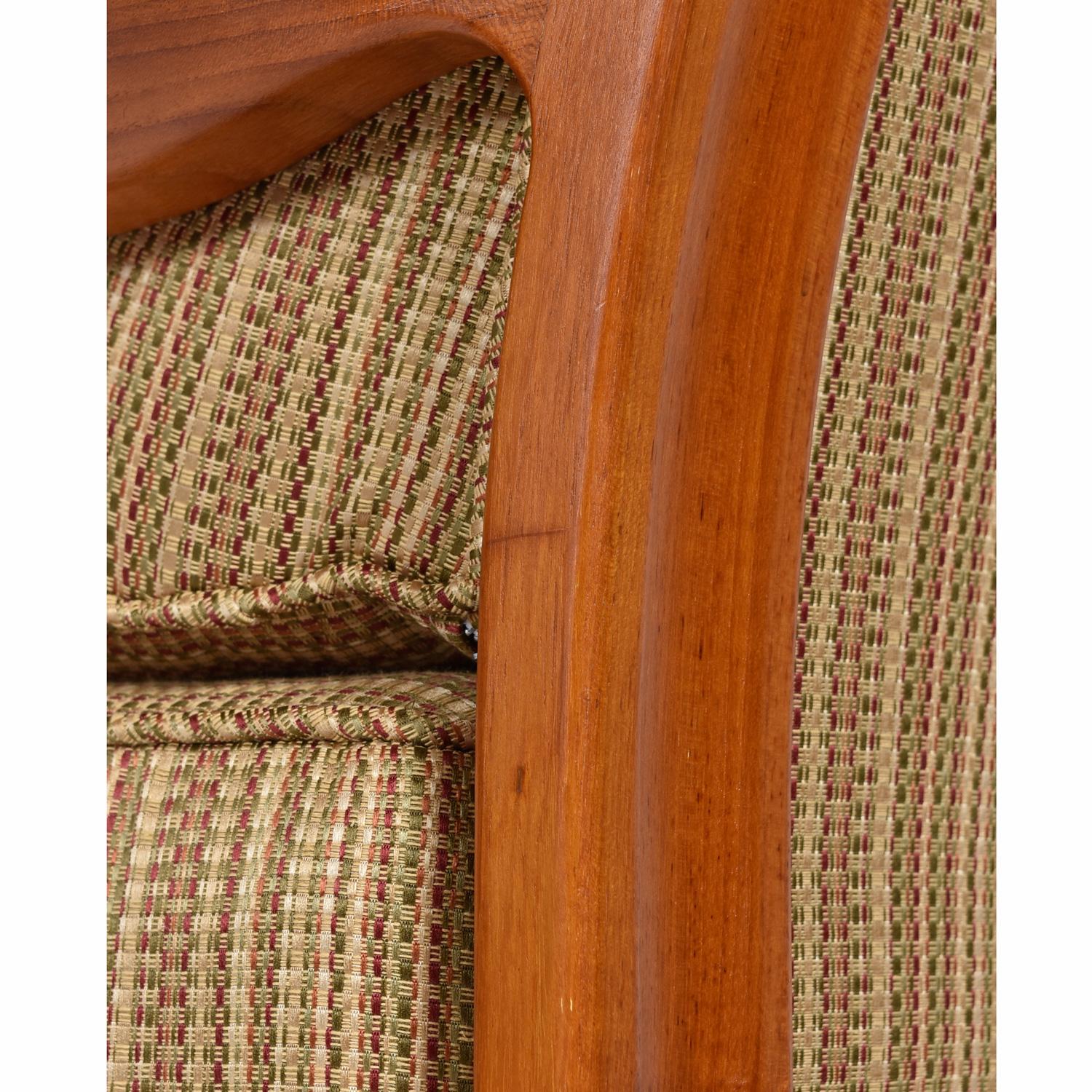 Fabric Vintage Solid Teak Danish Modern Style Lounge Chair For Sale