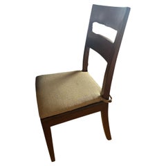 Vintage Solid Teak Ladder-Back Dining Chairs with Custom Cushions