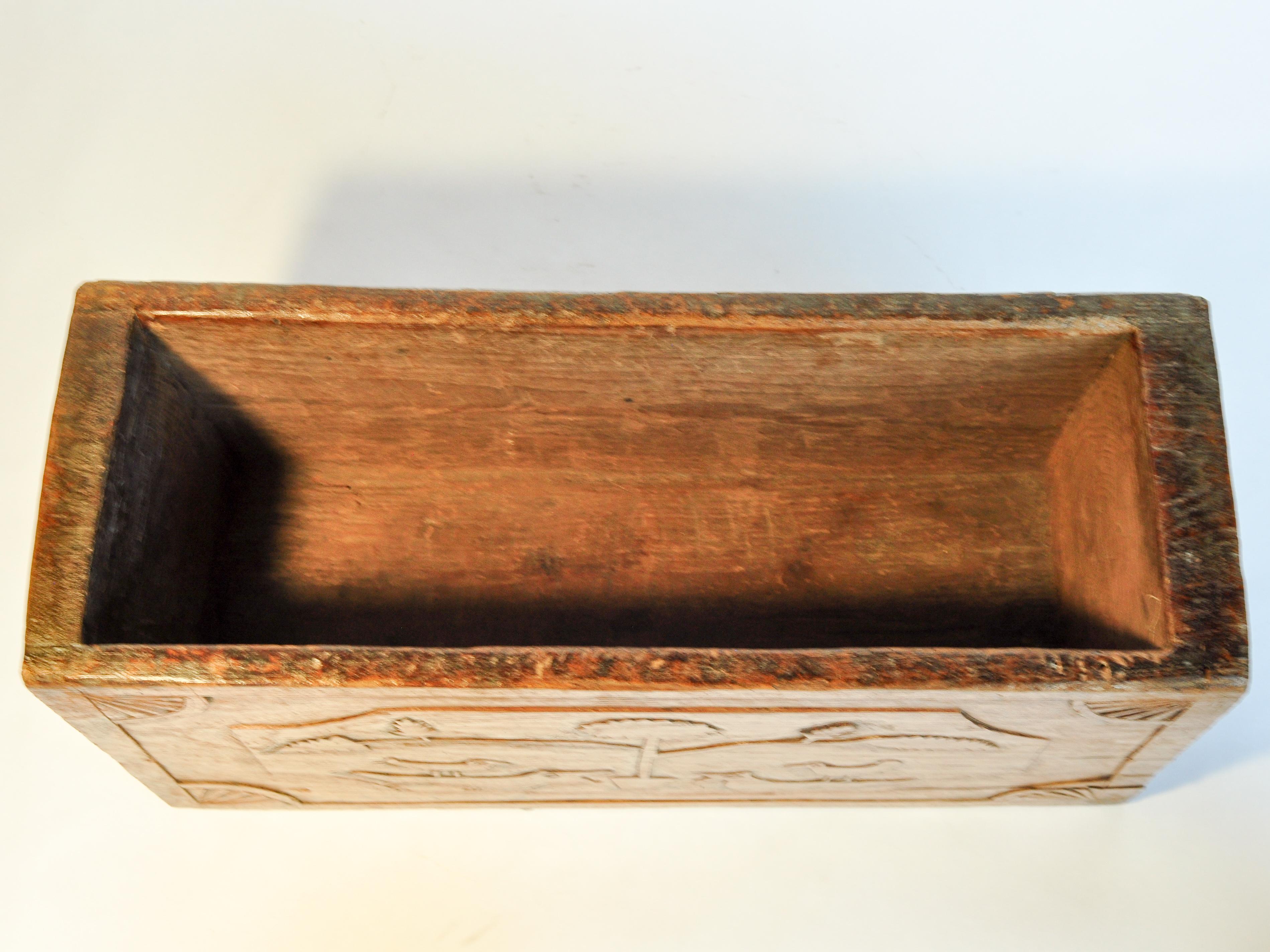 Vintage Solid Teak Storage Box with Carvings, Java, Early to Mid-20th Century 13