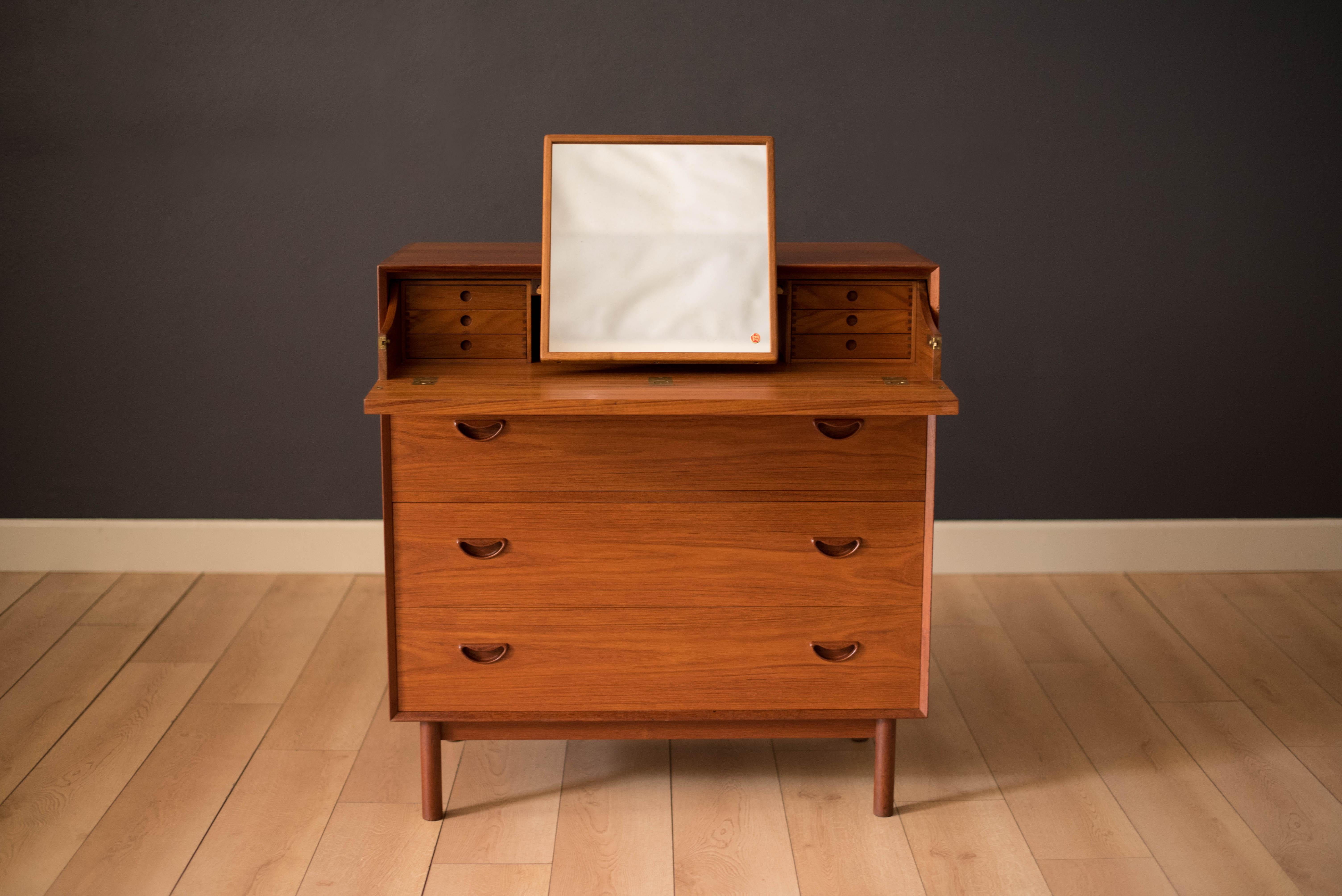 Scandinavian Modern Vintage Solid Teak Vanity Dresser Chest by Peter Hvidt & Orla Mølgaard-Nielsen