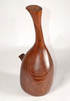 Vintage Solid Teak Wood Orchid Vase Mid-Century Modern Art & Crafts Movement