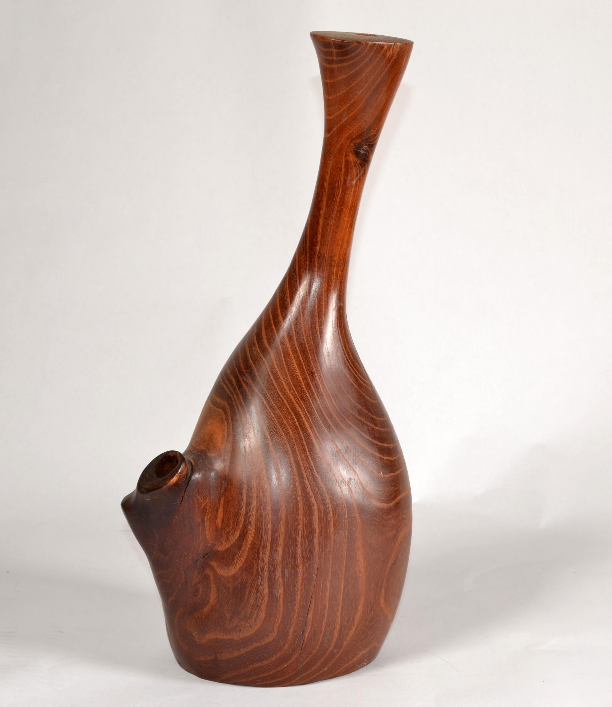 Mid-Century moderno Vaso per orchidee d'epoca in legno massiccio di teak Movimento Art & Crafts moderno di metà secolo in vendita
