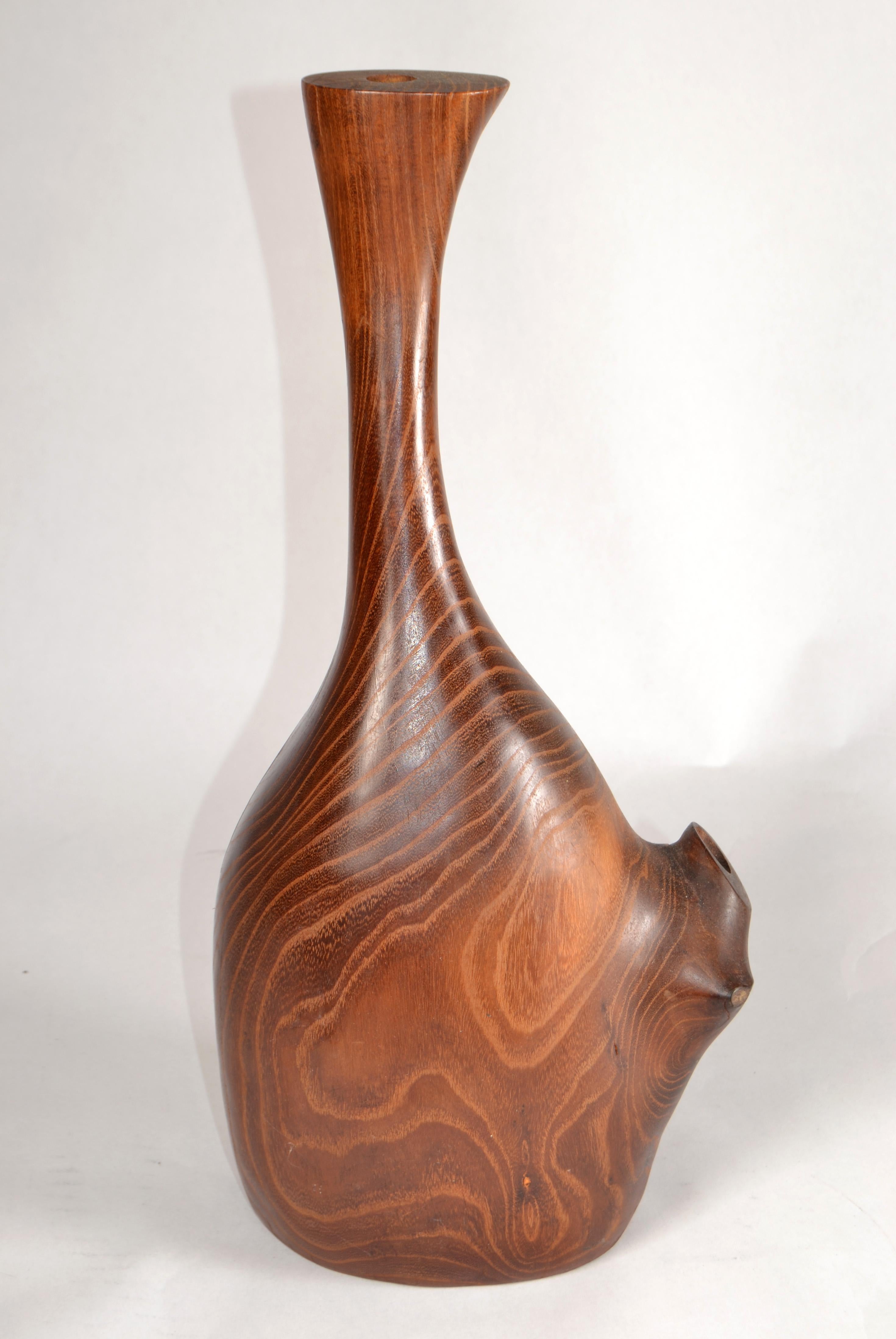 Americano Vaso per orchidee d'epoca in legno massiccio di teak Movimento Art & Crafts moderno di metà secolo in vendita