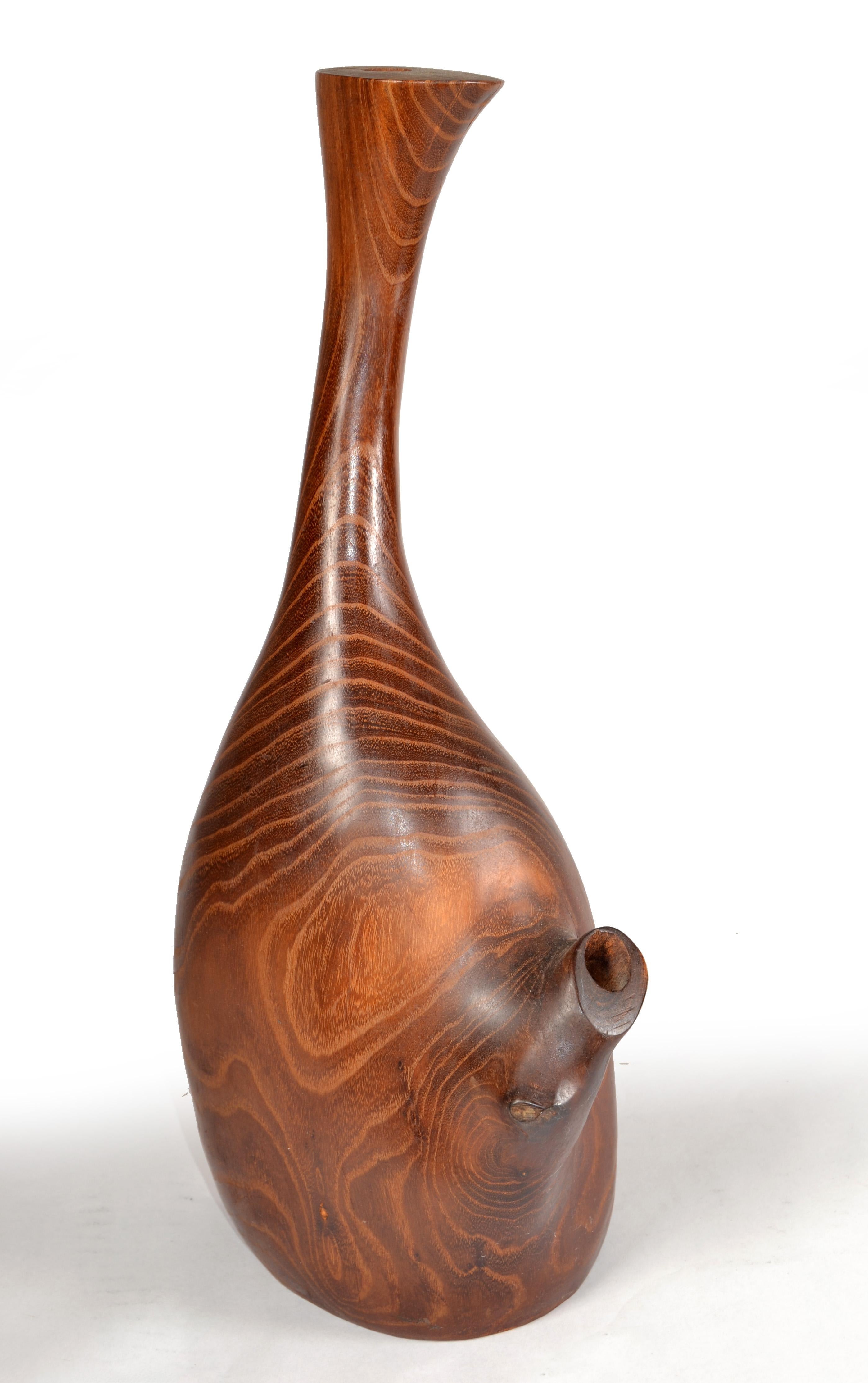 Fatto a mano Vaso per orchidee d'epoca in legno massiccio di teak Movimento Art & Crafts moderno di metà secolo in vendita