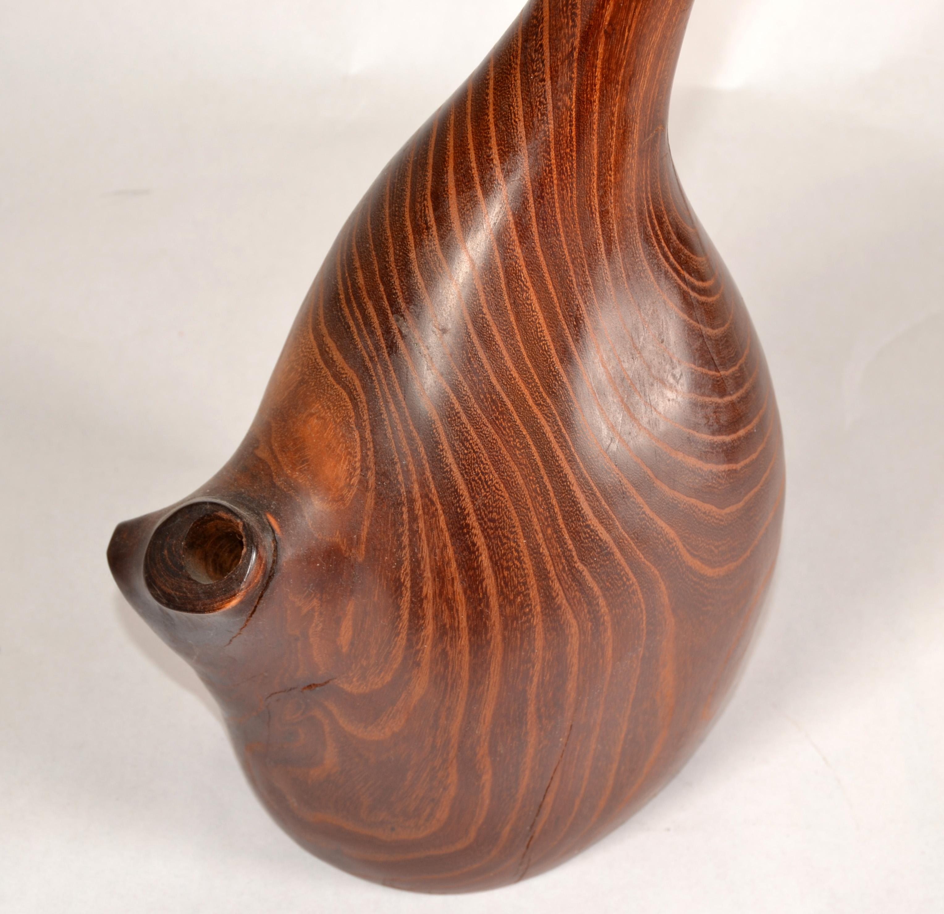 Metà XX secolo Vaso per orchidee d'epoca in legno massiccio di teak Movimento Art & Crafts moderno di metà secolo in vendita