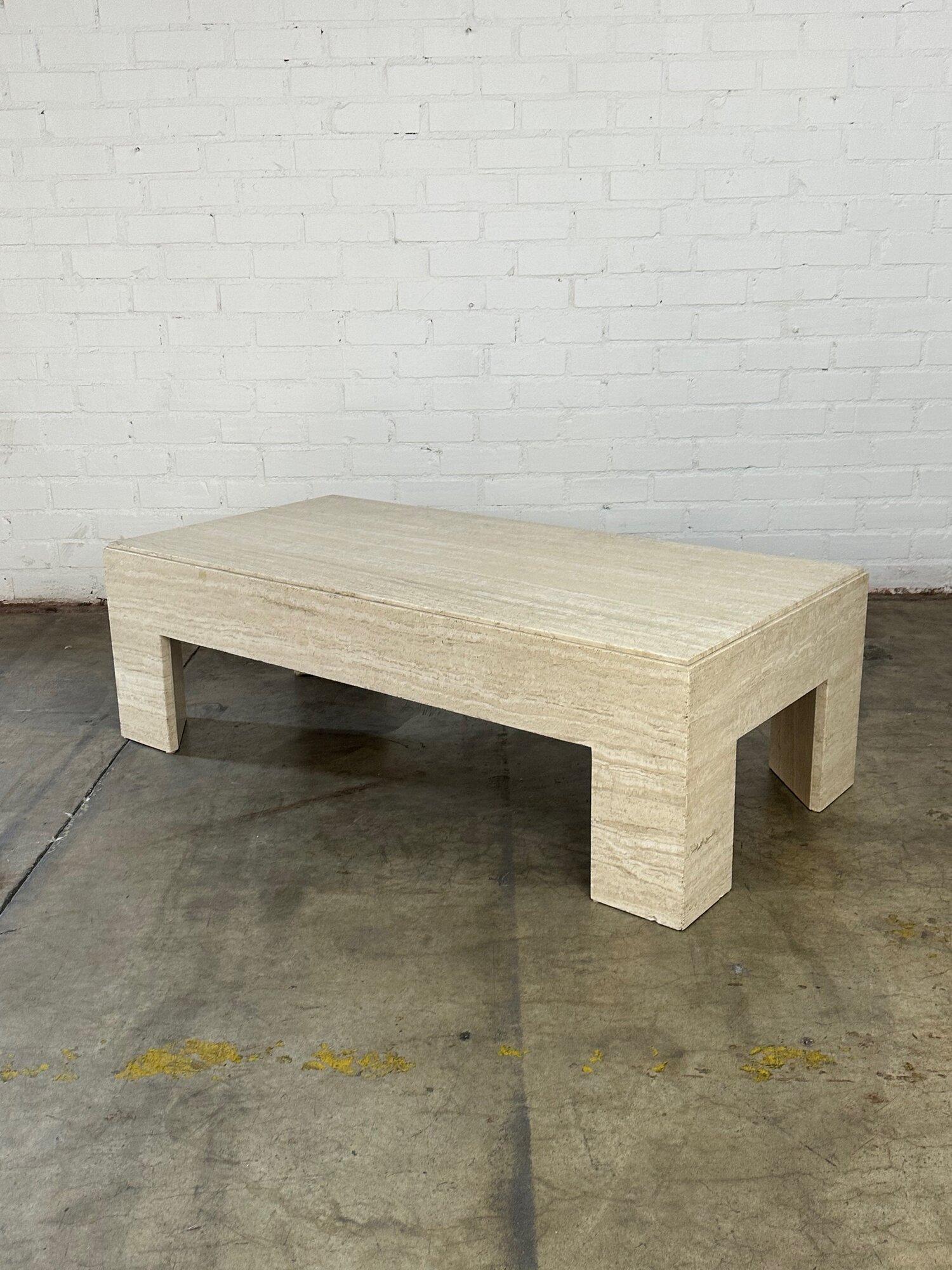 Vintage solid travertine coffee table 4