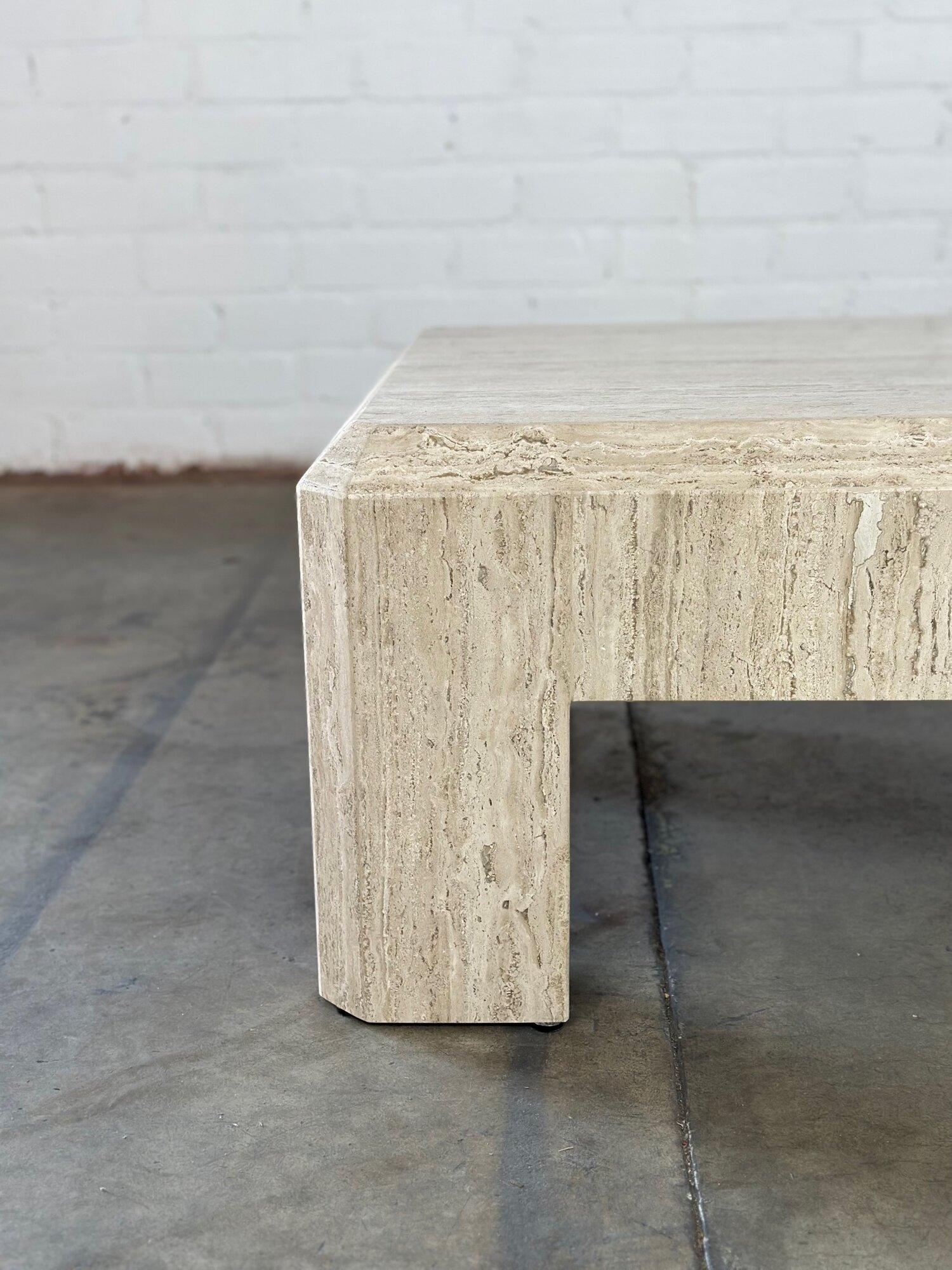 Mid-Century Modern Vintage Solid Travertine Coffee Table