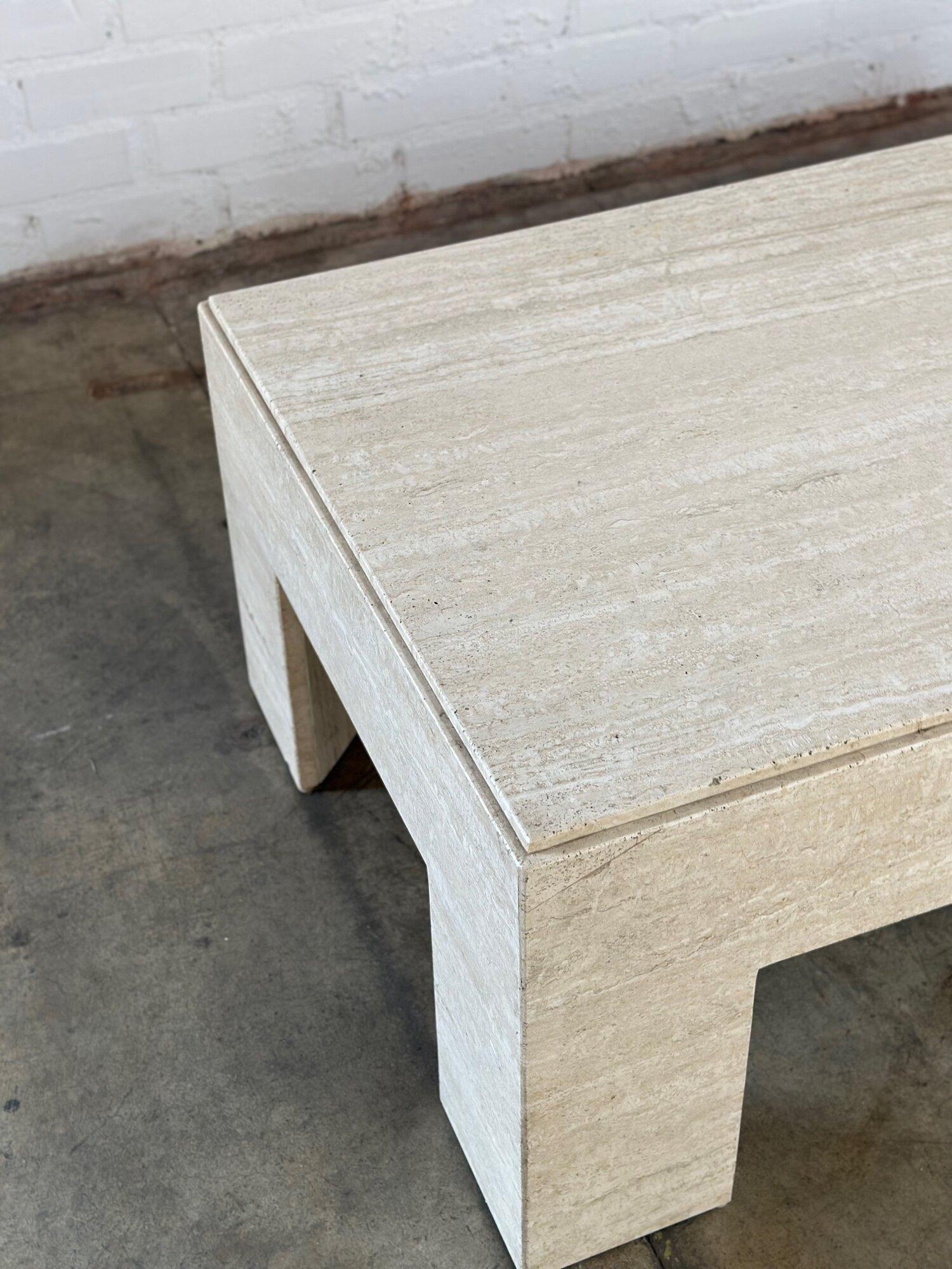 Late 20th Century Vintage solid travertine coffee table