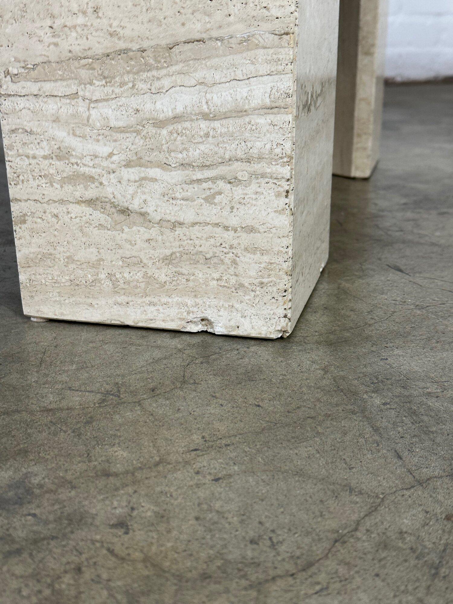Vintage solid travertine coffee table 1