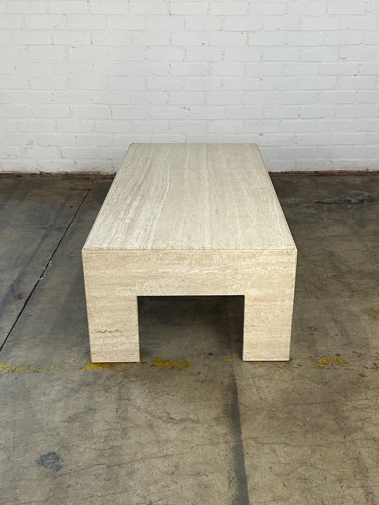 Vintage solid travertine coffee table 3