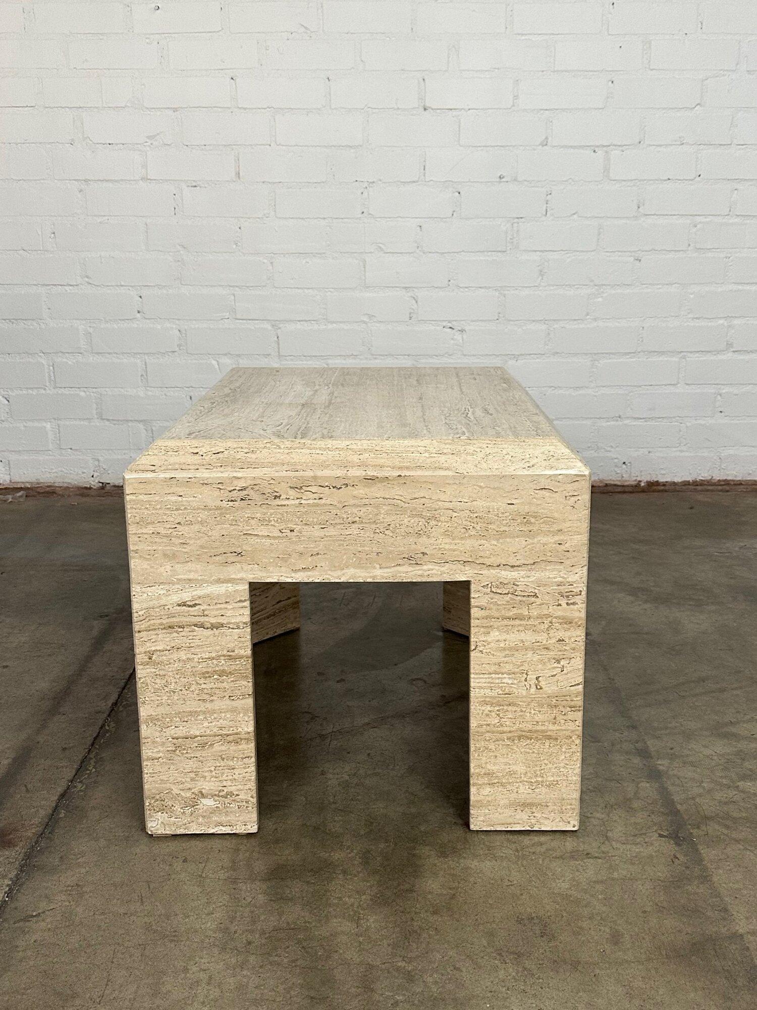 W30.5 D24 H23

Vintage side table in excellent condition. Item has no major areas of wear and no visible breaks. Table has a nice rounded edge with a slight bevel. Item is structurally sound and sturdy.