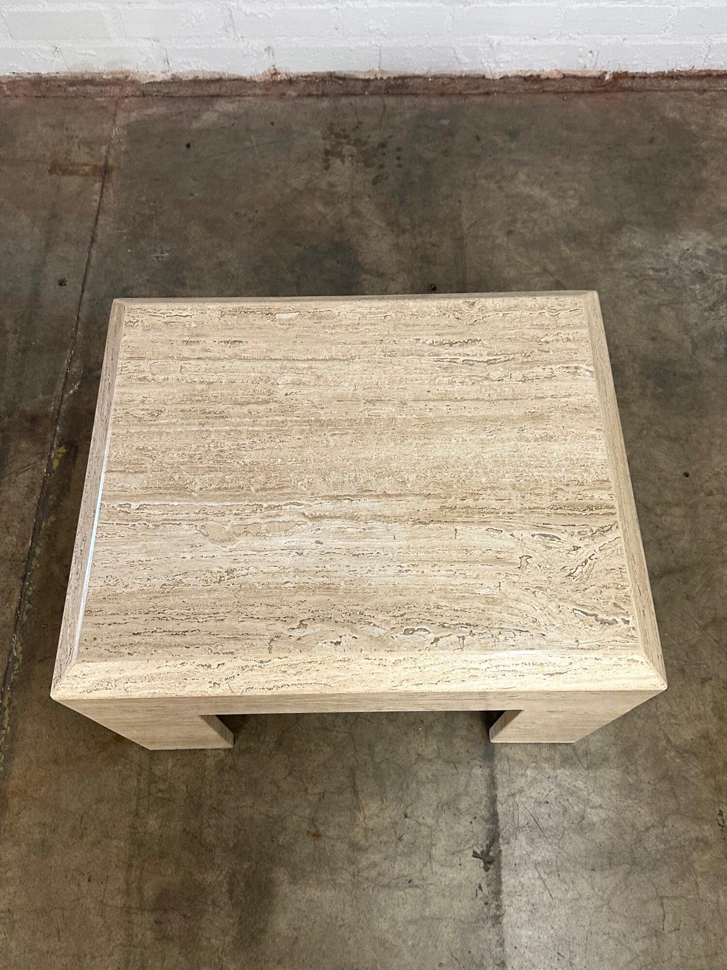 American Vintage Solid travertine Side table For Sale