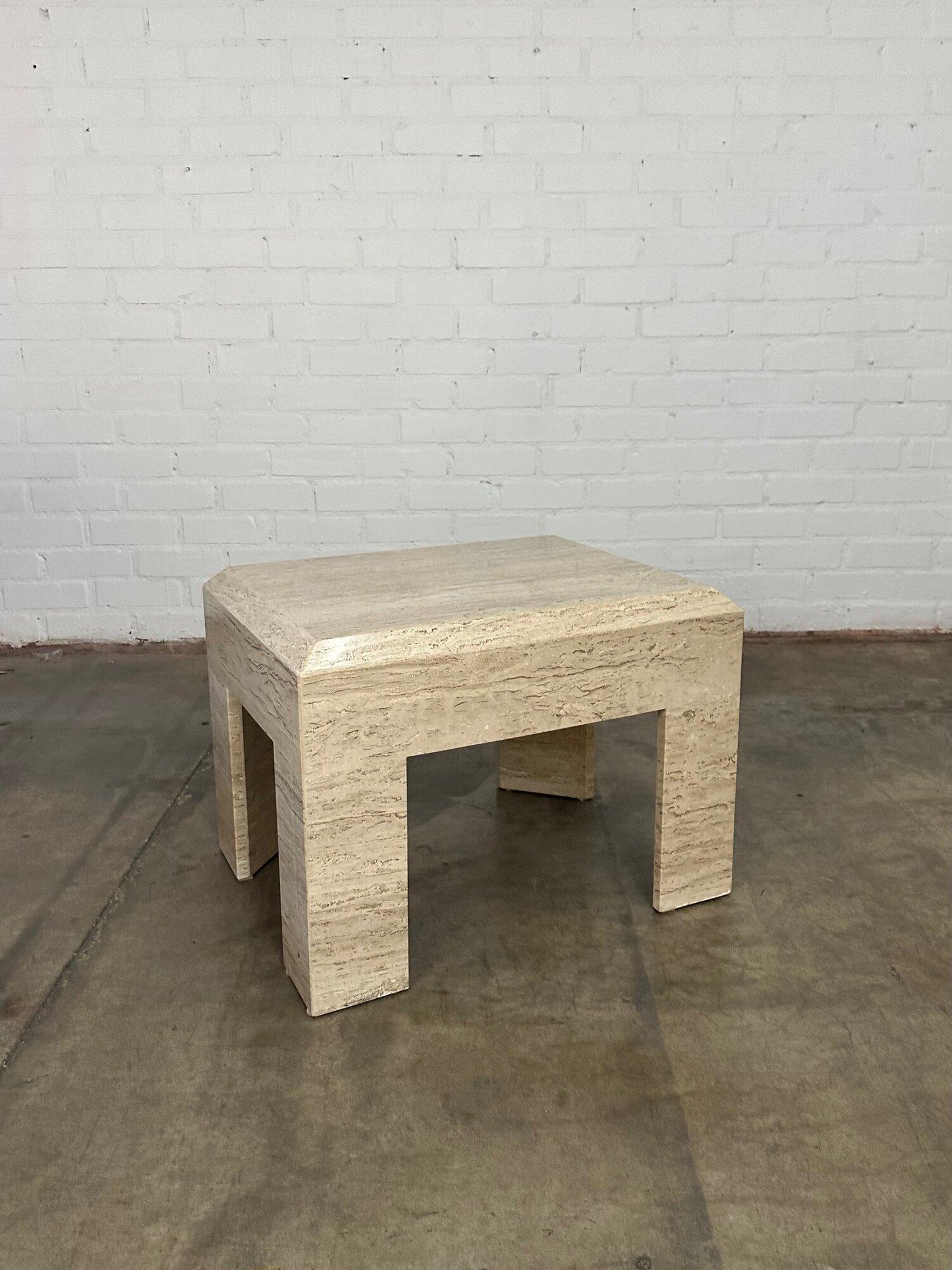 Vintage Solid travertine Side table In Good Condition For Sale In Los Angeles, CA