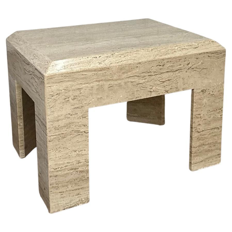 Vintage Solid travertine Side table For Sale