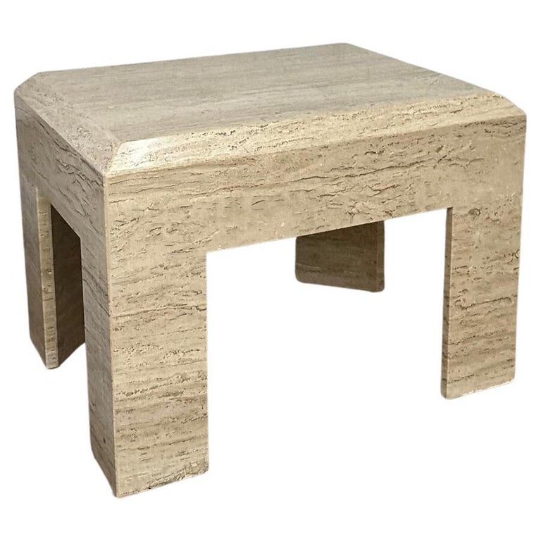 Vintage Solid travertine Side table For Sale at 1stDibs