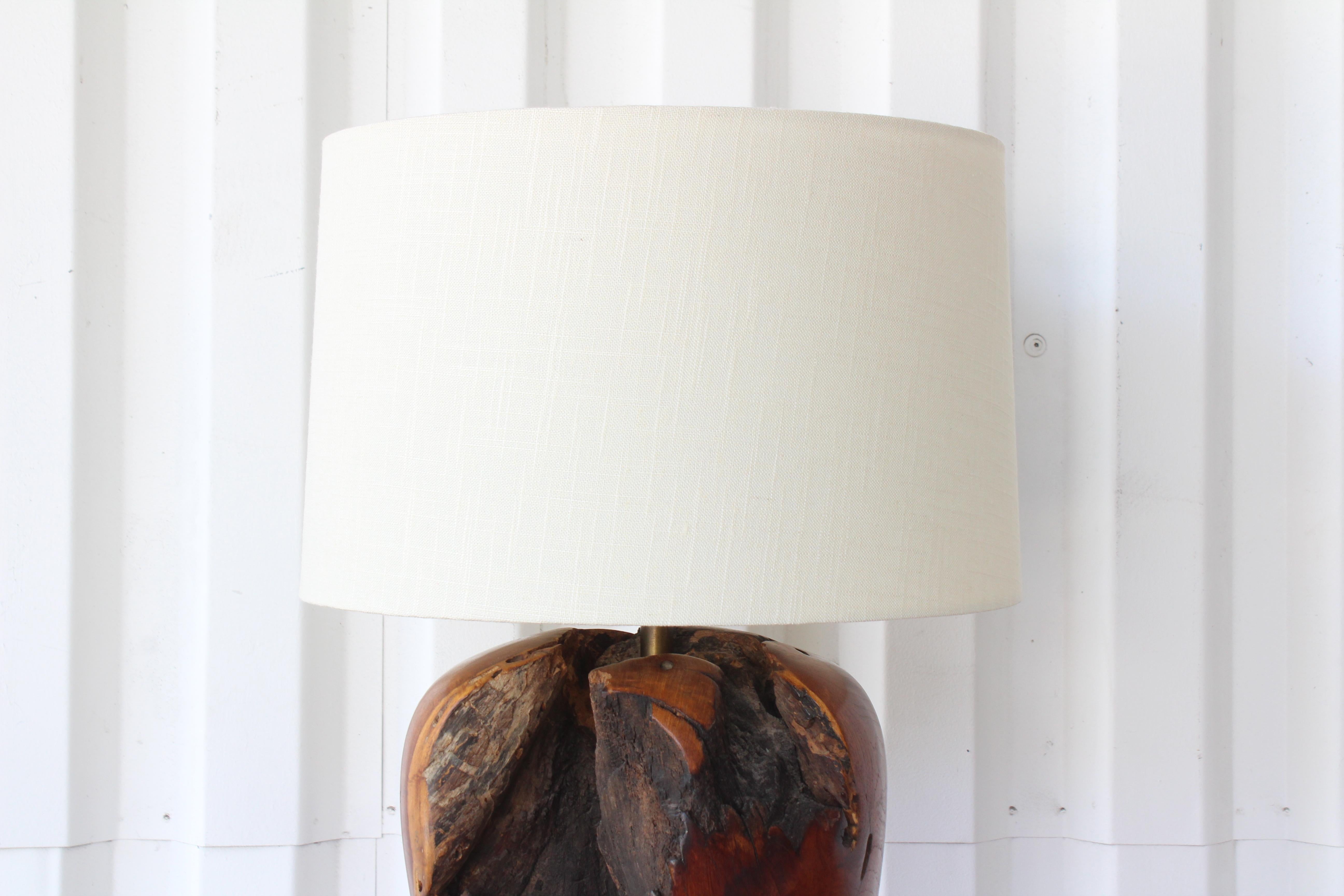 Vintage Solid Walnut Carved Lamp, 1960s 4
