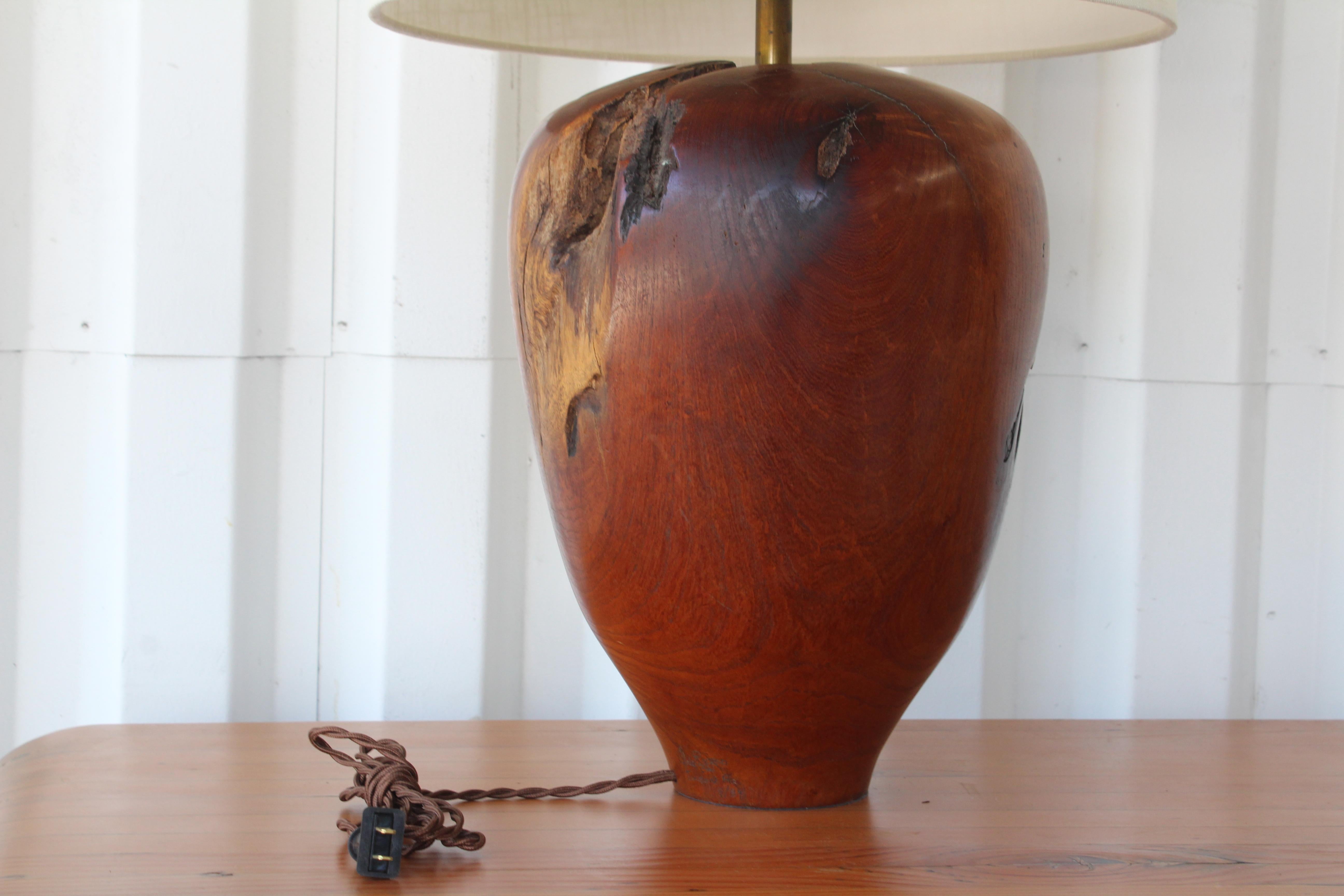 American Vintage Solid Walnut Carved Lamp, 1960s