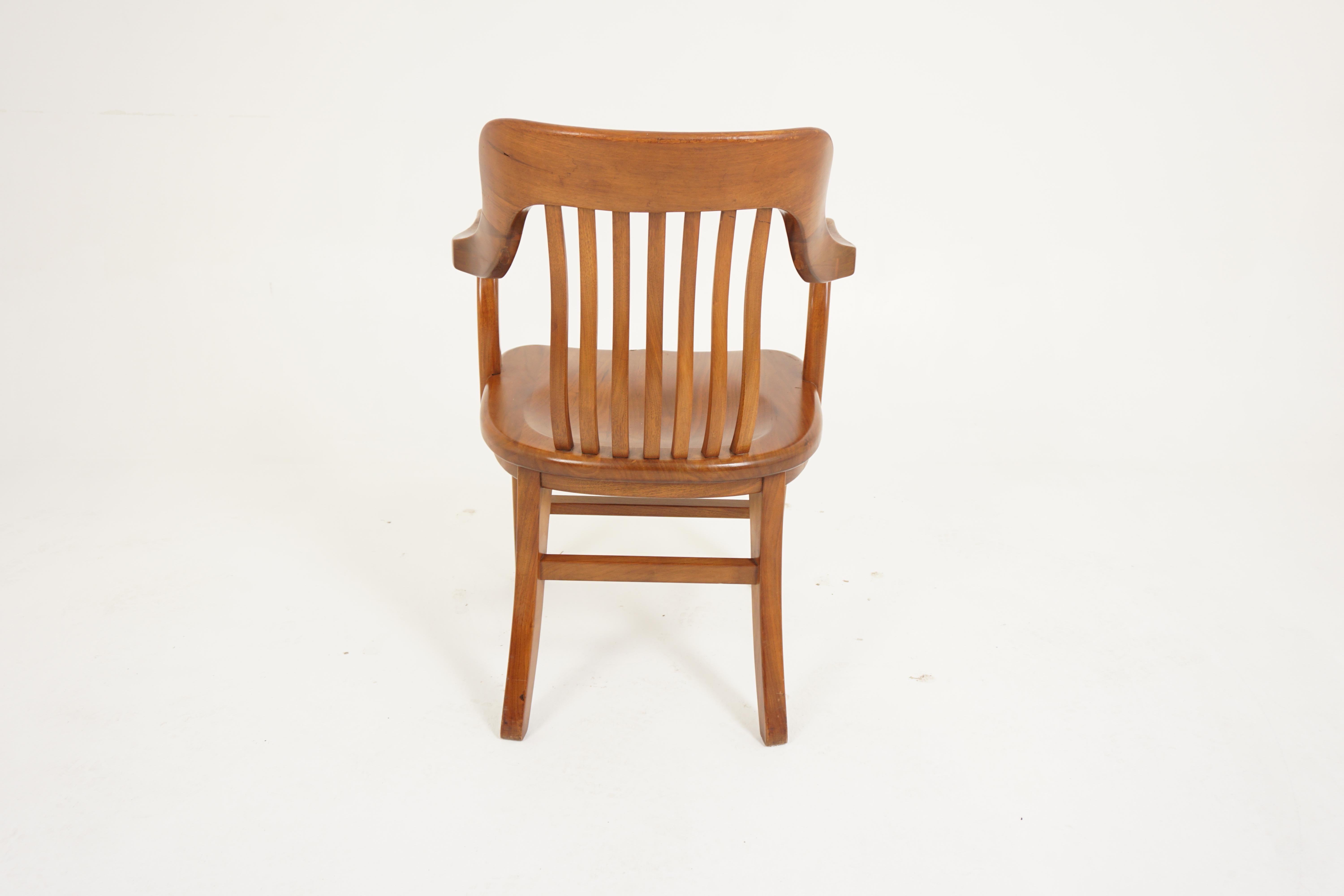 Vintage Solid Walnut Office Chair, Desk Chair, American 1930, B2890 2