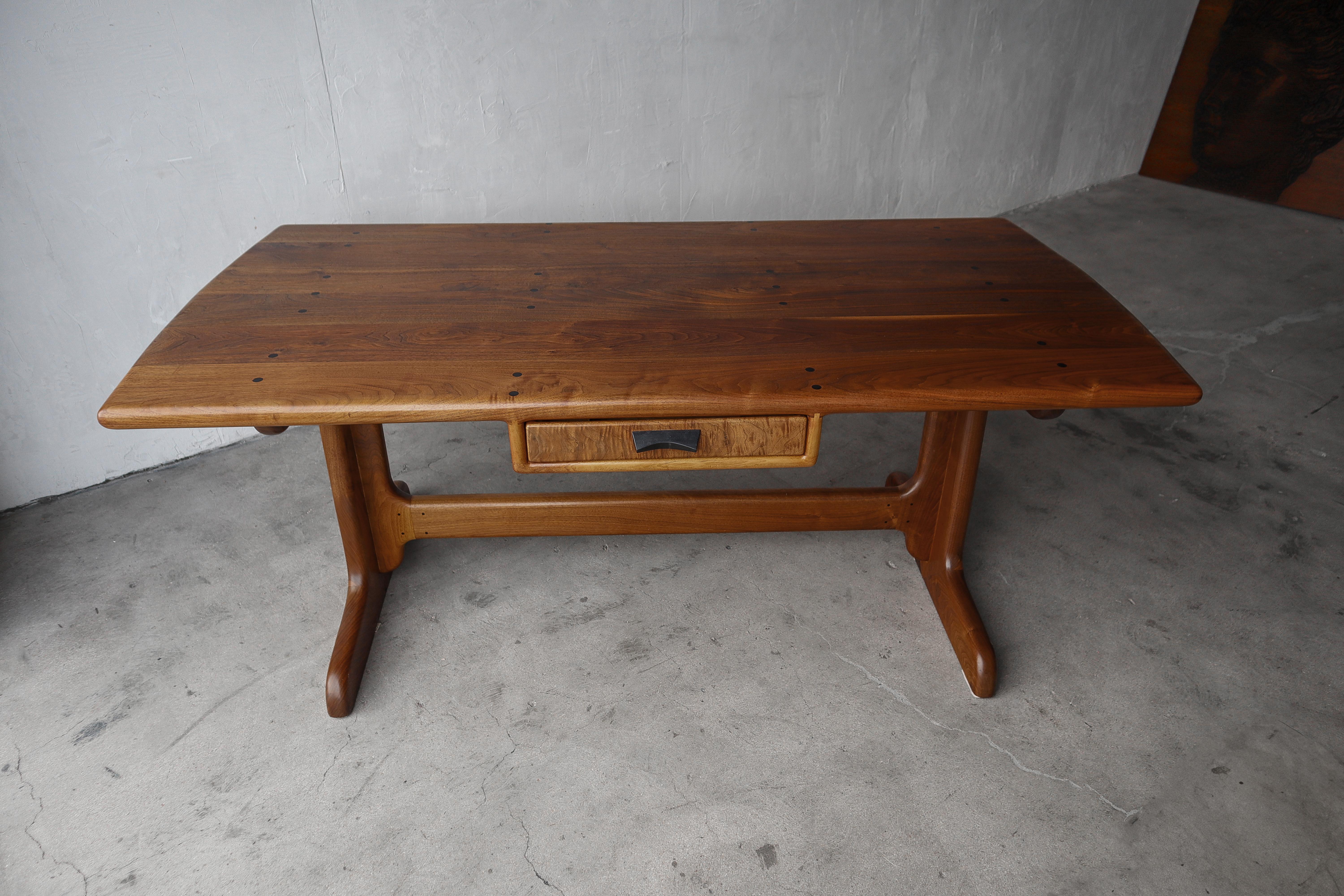 20th Century Vintage Solid Walnut Studio Craft Partners Desk For Sale